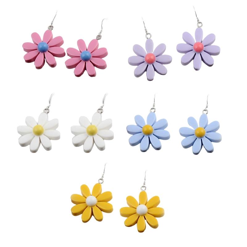 Resin Daisy Flower Earrings for Daily Wearing Party Dinner Travel Wedding Drop Dangle Earrings for Creative Charming