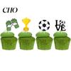 Soccer Cupcake Picks 8 Pcs Cake Topper Decoration, Ball Goal Party Baking Accessories Shoe for Sport Theme Birthday Supplies Football Trophy Inserts