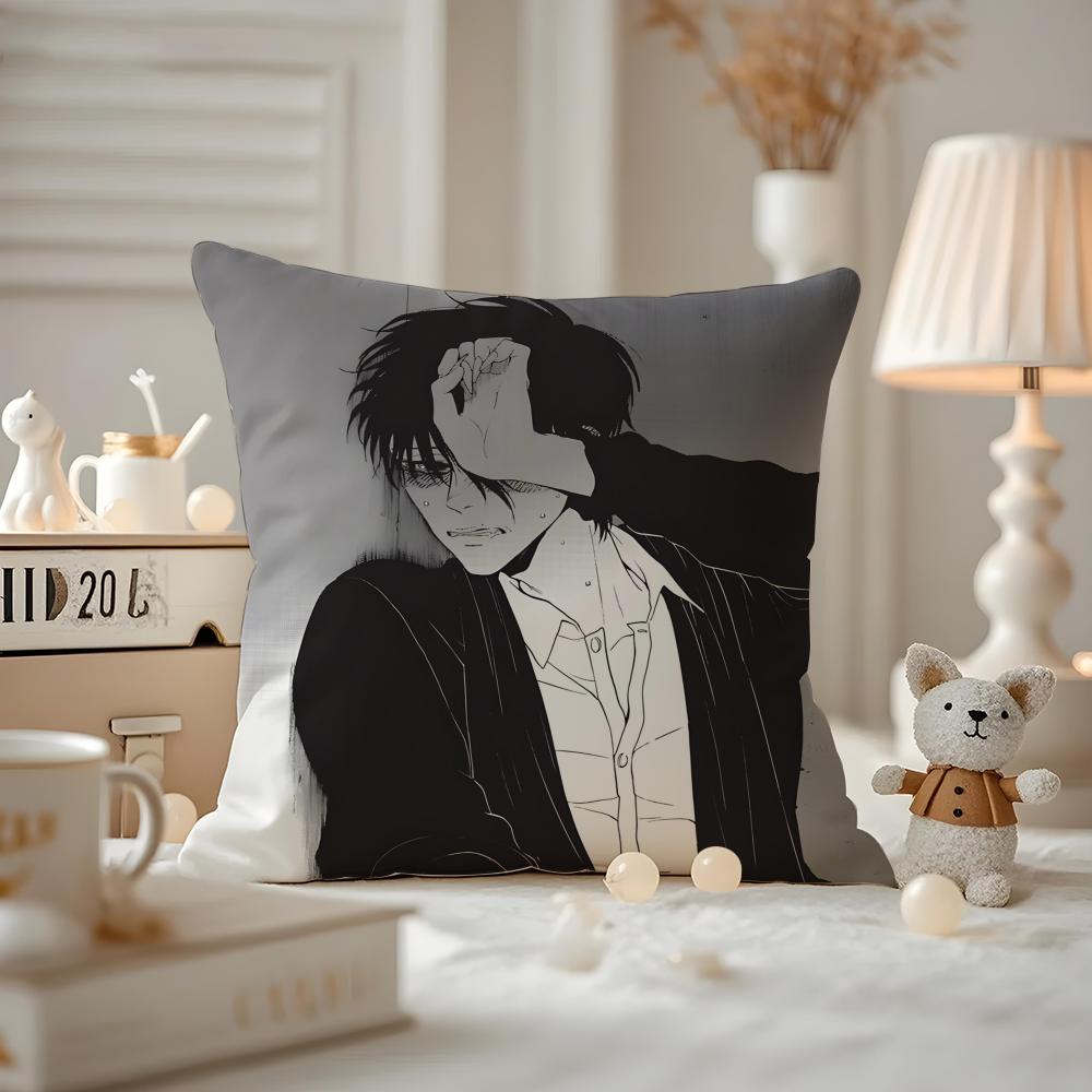 Anime DEVILS LINE Cushion Cover Antidustmite Pillowcase Invisible Zipper Silky Short Plush Sofa Cushion Cover