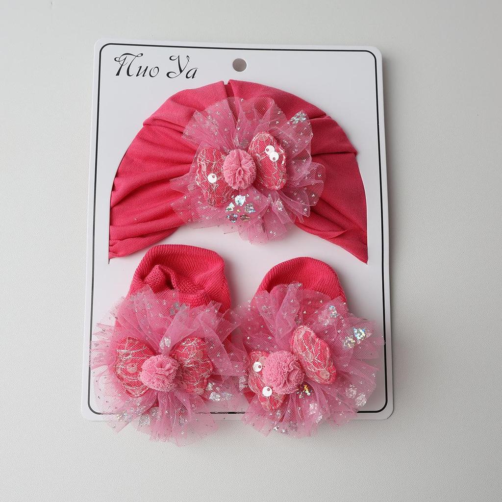Adorable Baby Hat & Non-Slip Sock Set with Cute Princess Wings - Protects Fontanelle