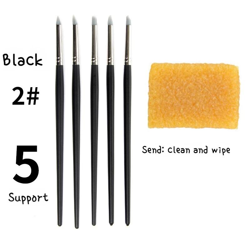 Borrence 5Pcs Rubber Silicone Tip Paint Brushes for Watercolor Oil Painting Shaping Carving Tool Sculpture Polymer Clay Tools