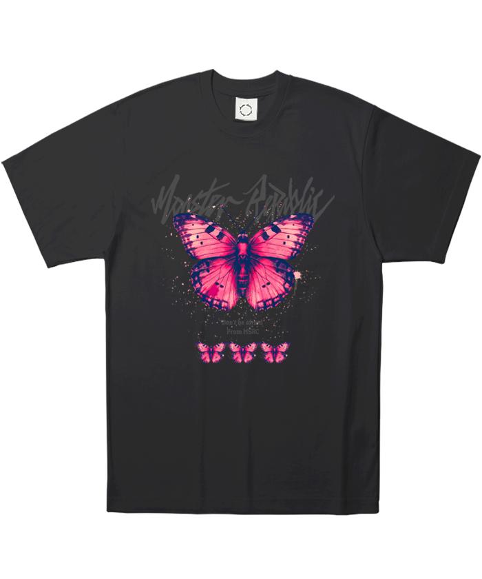 Monster Republic Butterfly Vivid Pink T-Shirt Black