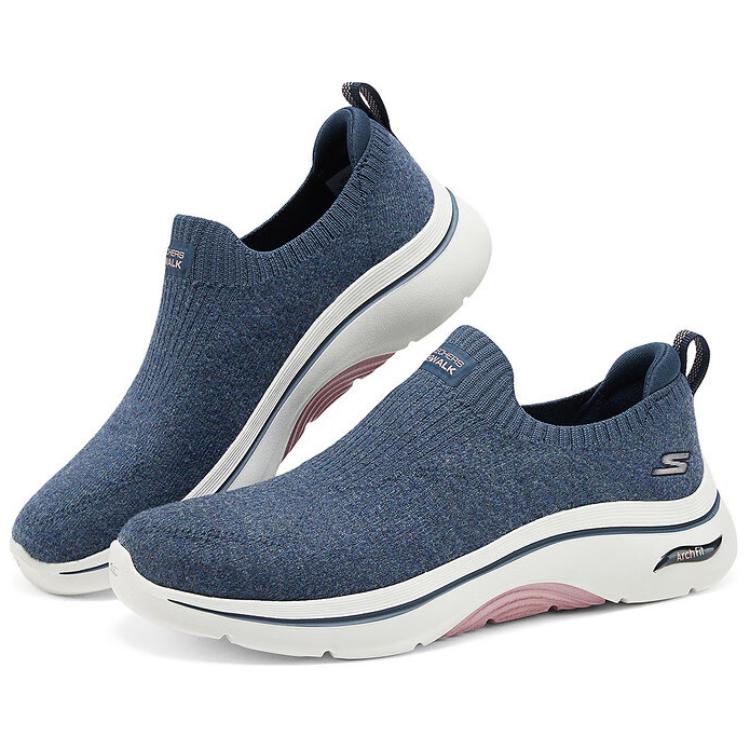 Skechers Go Walk Arch Fit 2.0 Semplici Comode Resistenti Scarpe Casual Basse Sneaker Donna Blu 125322-NVPK