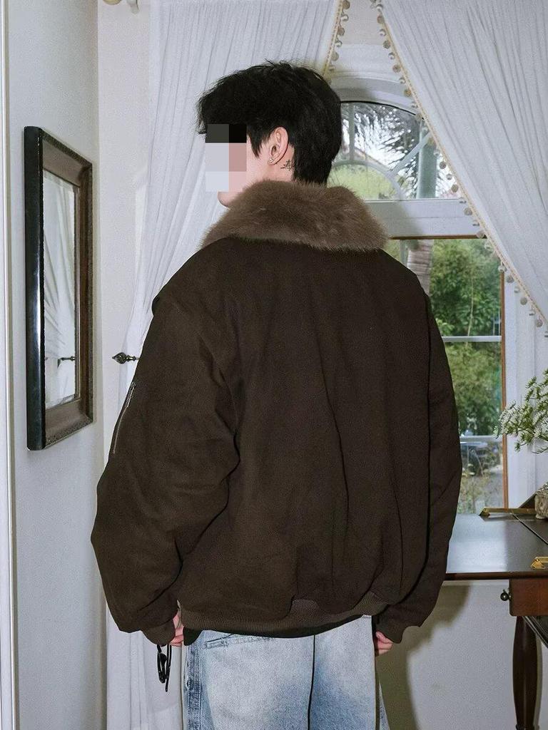 Unisex Retro Cotton Jacket with Fur Collar – Winter Casual Fashion Outerwear
