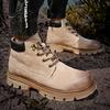 Outdoor Leather Mens Slip On Boots Platform Shoes Luxury Brand Men Winter Plush Snow Boots All-match Men Motocross Boots