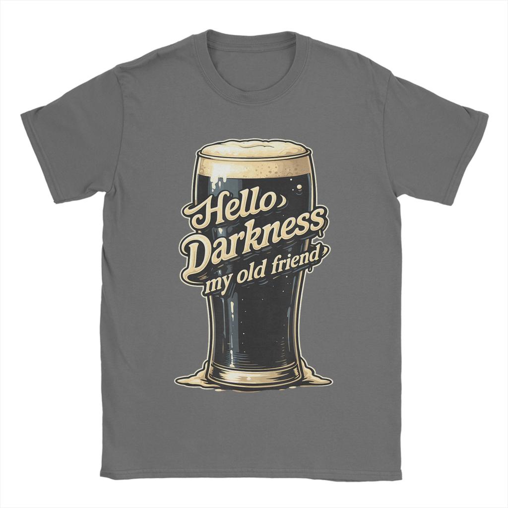 Men TShirt Hello Darkness My Old Friend Funny Drinking Quote Humorous  Cotton Tees Short Sleeve  T Shirts Summer Clothing
