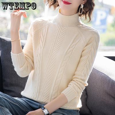 Half High Neck Sweater for Women Autumn and Winter Korean Version Loose Pullover Sweater Thick Knit Sweater