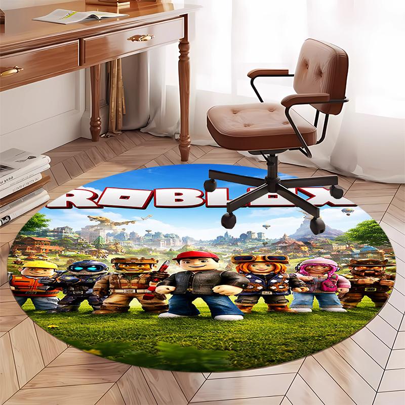 Roblox Printed Round Rug Carpet Chair Rug Area Rug Entryway Doormats,for Office Chair Living Room Bedroom Kitchen Room.