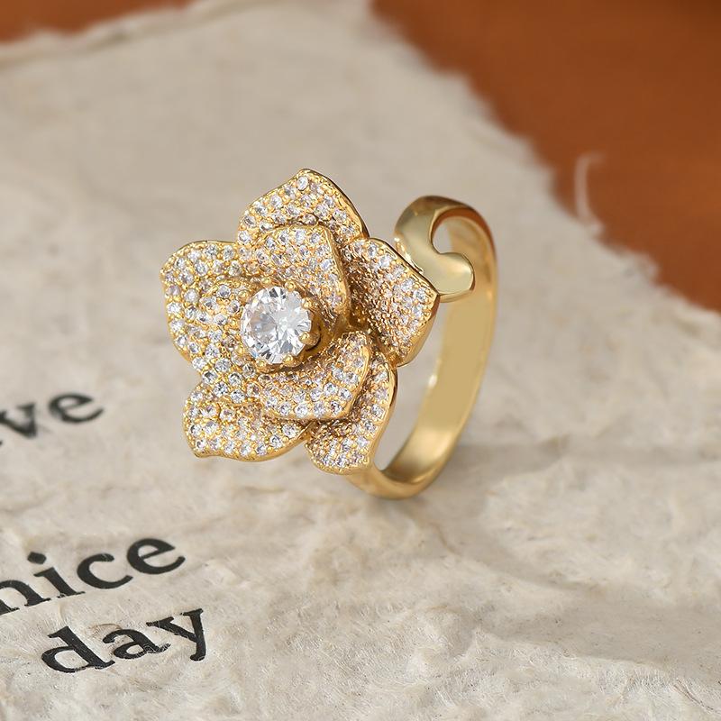 Adjustable Women's Ring Camellia Ring Fashion Personality Simple Clean Ins Style Girl Summer Beach Vacation Jewelry Finger Ring Wedding Party Jewelry