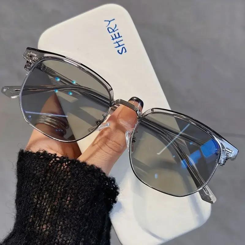 Herren Fotochrome Myopiebrille Anti Blaulicht Farbwechselnd Groß Transparente Brille 0 bis -6 0