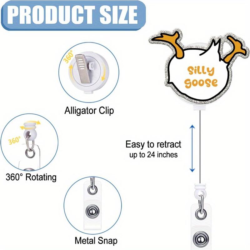 3-Pack Goose Badge Reels. Funny, retractable ID clips for nurses, office staff, teachers & students.
