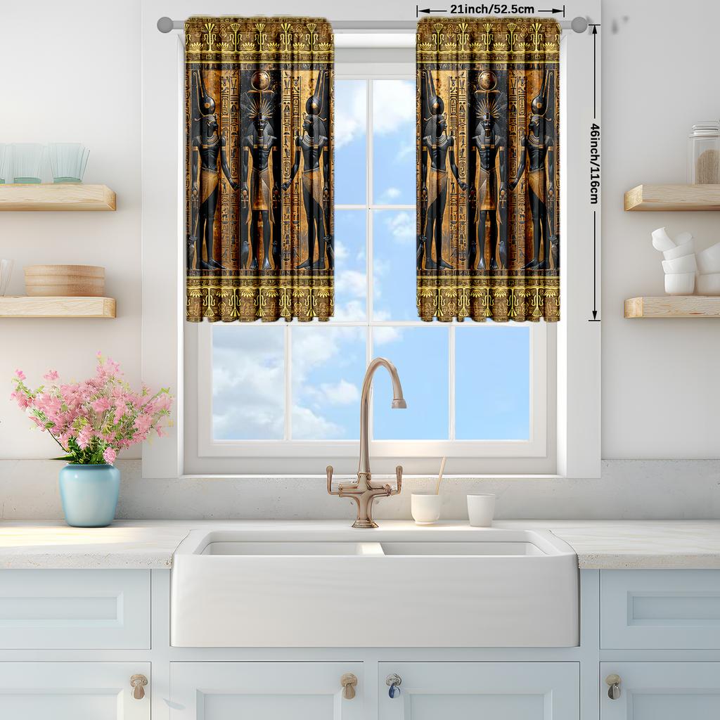 2pcs The Ancient Egyptians Printed Curtain for Home Decor - Rod Pocket Window Treatment for Bedroom, Office, Kitchen