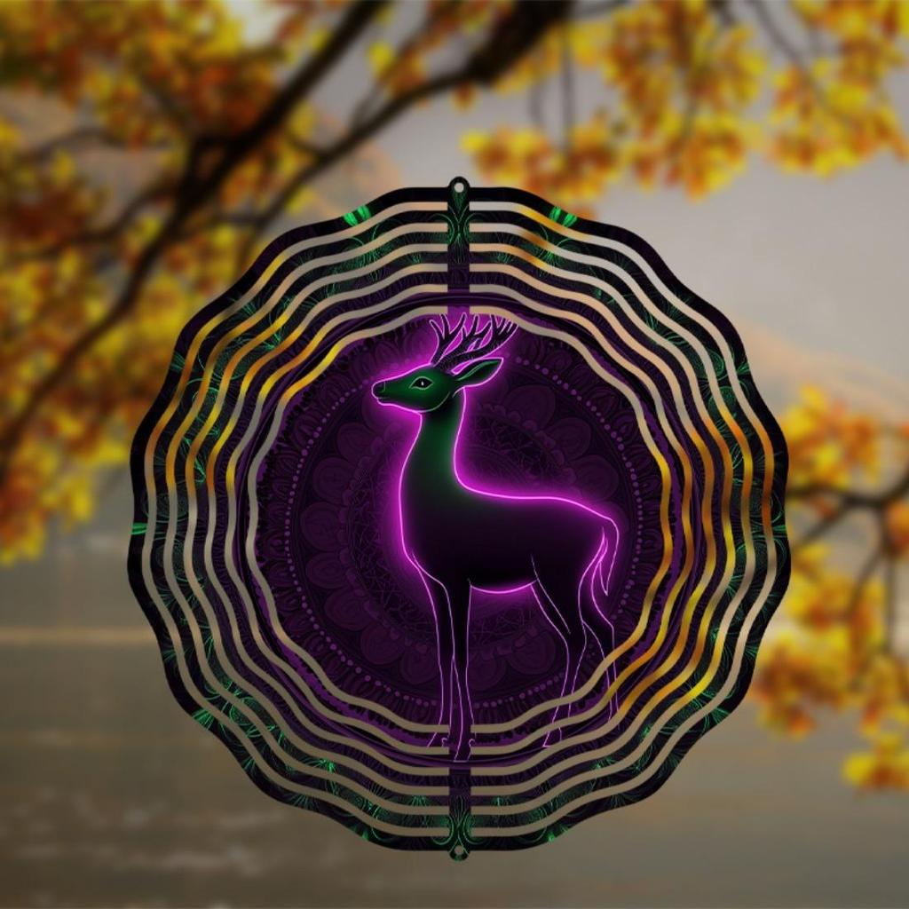 10-Inch Animal and 2D Mandala Wind Chimes, Battery-Free Rotating Vibrant Patterns for Outdoor Decor, Ideal Festive Gift