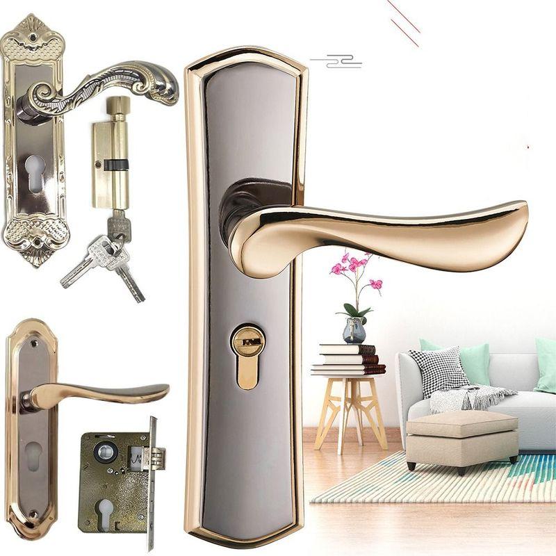 European Style Bedroom Interior Door Lock Easy Install Universal Door Handle Lock Set Vintage with 3pcs Keys Interior Door Knobs