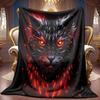 1pc 2D Dark Flame Cat Themed Pattern Flannel Blanket, Soft HD Digital Print, Cooling Blanket Suitable for All Seasons! Soft And Breathable 100% Polyes