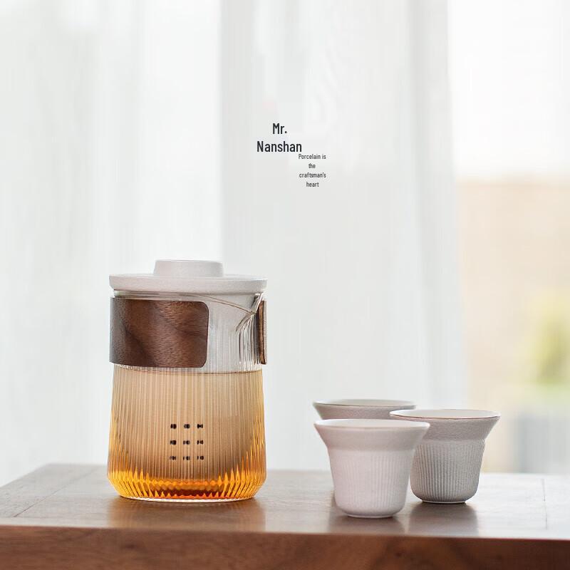 Nanshan Sir Portable Ceramic Tea Set - Zen White Jingwei Travel Set