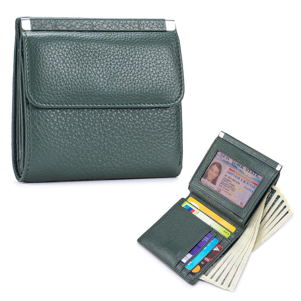 New Short Wallet, Women's High-end Storage Bag, First-layer Cowhide Wallet, Multi-function Card Bag, Change Bag.