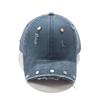Niche Old Washed Hole Baseball Cap Women Spring and Summer Retro Rivets Broken Brim Sun Protection Peaked Cap Children Tide