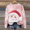 Ladies' Christmas Printed Casual Long Sleeved Round Neck Sports Hoodie Top
