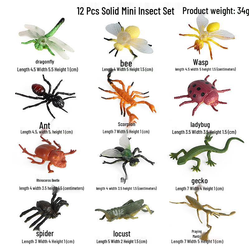 Kids Science Education Insect Model Set: Spider, Ant, Dragonfly, Bee, Scorpion, and Beetle