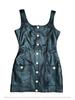 Stylish Party Casual Women's Black Genuine Lambskin Leather Dress Mini Handmade