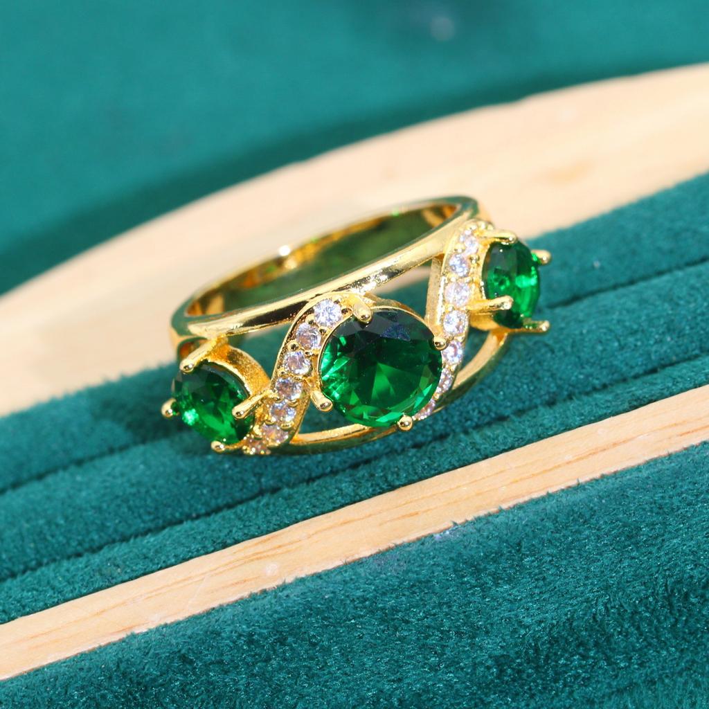 Zircon High End Ring Earring Set Copper Micro-inlaid Zircon Necklace Set