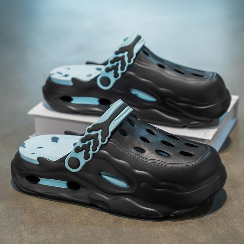 

Модные белые сандалии на платформе для мужчин, удобные уличные дизайнерские женские тапочки, трендовые уличные мягкие нескользящие мужские пляжные сандалии 38-39 чёрный