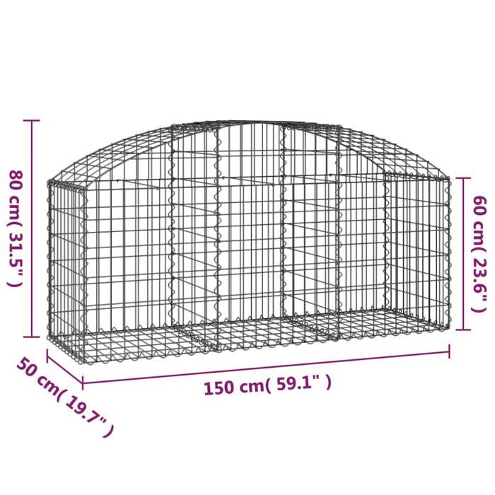 VidaXL Arched Gabion Basket Gabion Cage Gabion Wall Stone Basket Gabion for Stone Garden Patio Outdoor 153453