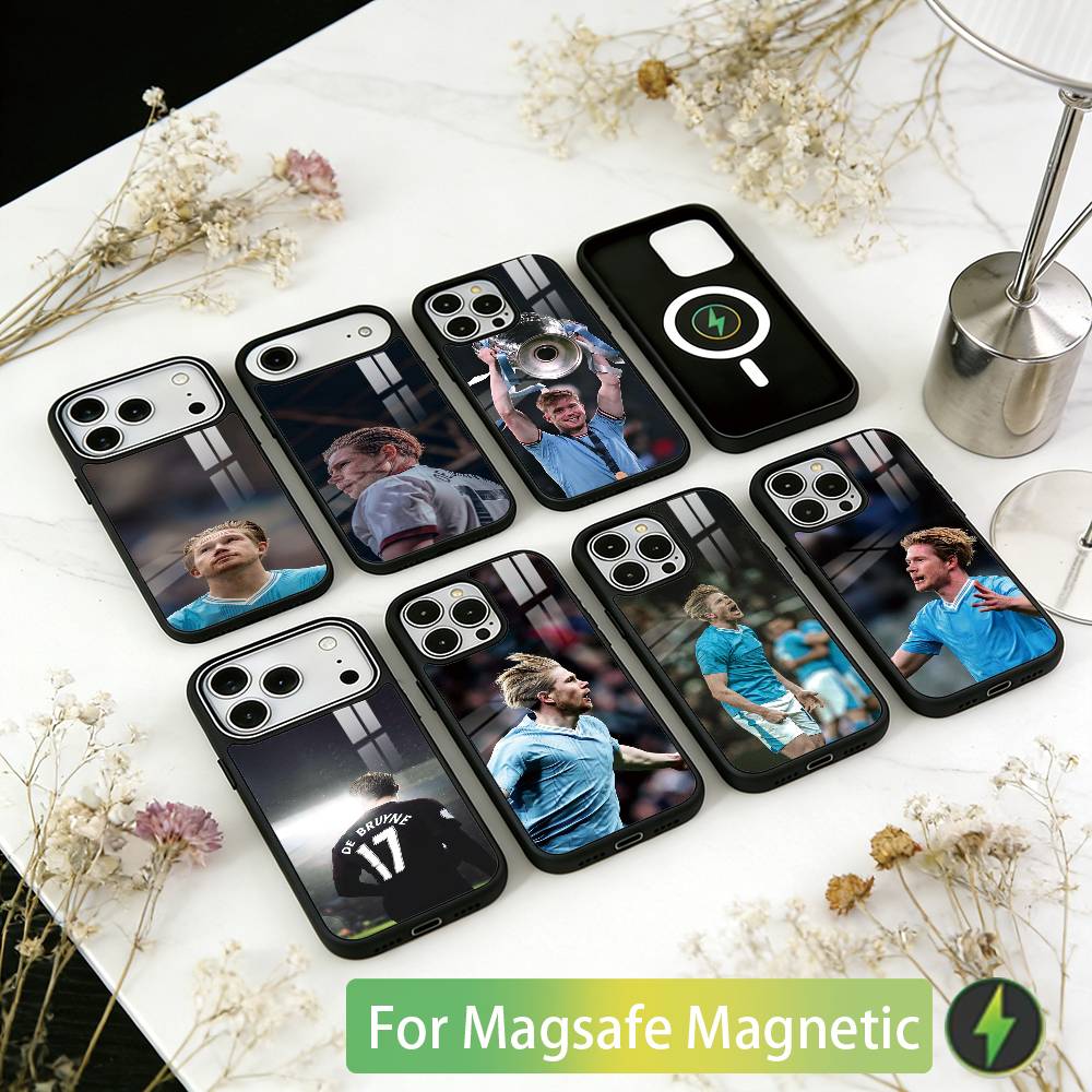 Fußballstar Kevin De Bruyne Handyhülle für iPhone 17, 16, 15, 14, 13, 12, 11 Plus, Pro Magnetisch mit Magsafe Kabelloses Laden