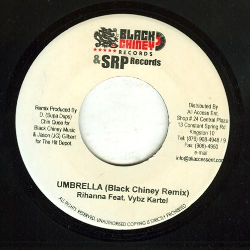 

7inch Record RIHANNA VYBZ KARTEL Umbrella Black Chiney Remix none Black Chiney Re 2008 Jamaica Reggae Ska Dub Used