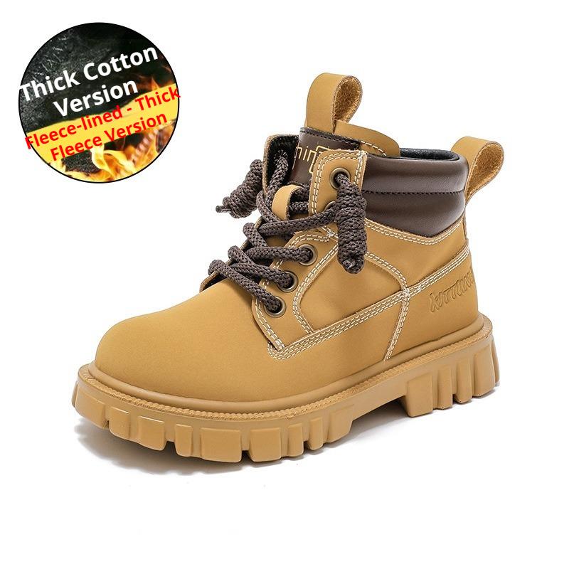 Children's Fashion Yellow Boots Boys Catwalk Short Boots Warm Cotton Boots