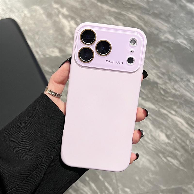 Custodia per Telefono in Silicone Morbido Monocolore per iPhone 16 Pro Max, 15, 14, 13, con Protezione Lente in Vetro