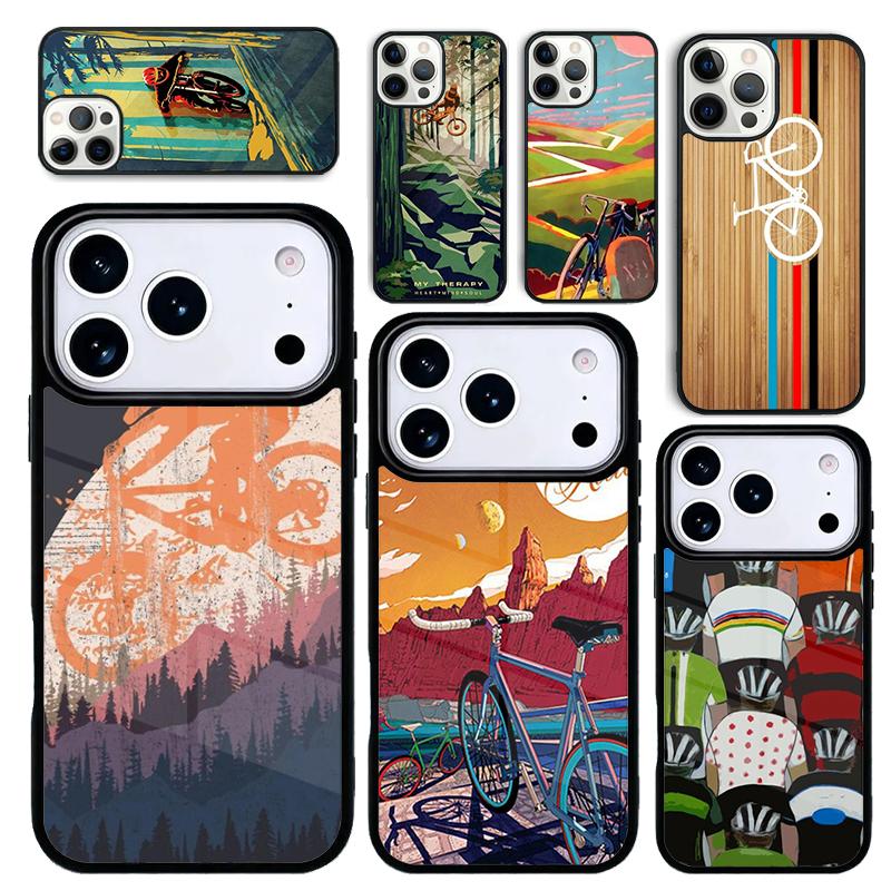 Capa Case for iPhone 17 Air 16 Pro Max 15 Plus 11 13 Mini 14 12 Back Phone Cover BIKE Cycling Art