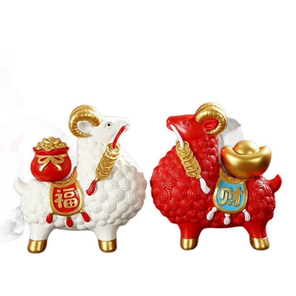 Miniature Feng Shui Goat Statue Creative Zodiac Sheep Figurine Sheep Phone Holder New Year Mascot