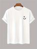 Men's Summer 100% Pure Cotton Fashionable Sports Casual Loose Smiling Face Printed Round Neck Short Sleeved T-shirt Top