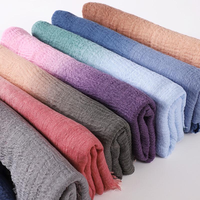 Gradient Color Cotton Linen Scarf Travel Camping Shade Long Scarves Shawl Head Wraps Headscarf Neckerchief Women Muslim Hijabs
