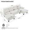 Divano Angolare a U a 4 Posti con Chaise Longue, Divano Moderno in Chenille, Divano Letto con Schienale Regolabile, Divano per Ospiti per Soggiorno e Ufficio, Beige
