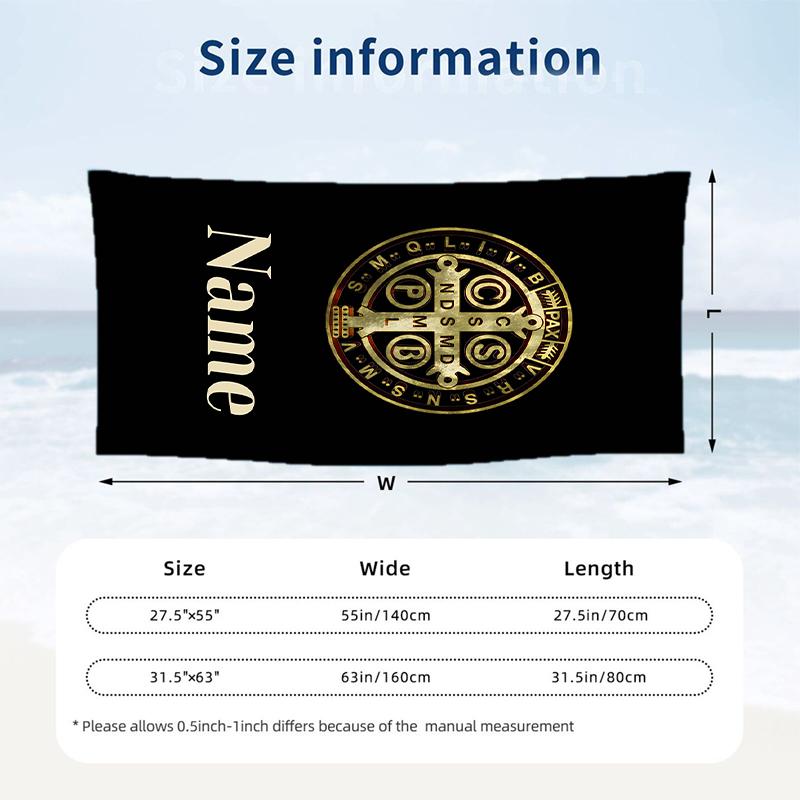 Medal of Saint Benedict Custom Name Printed Beach Towel Personalized Soft Towel For Swimming Beach Travel
