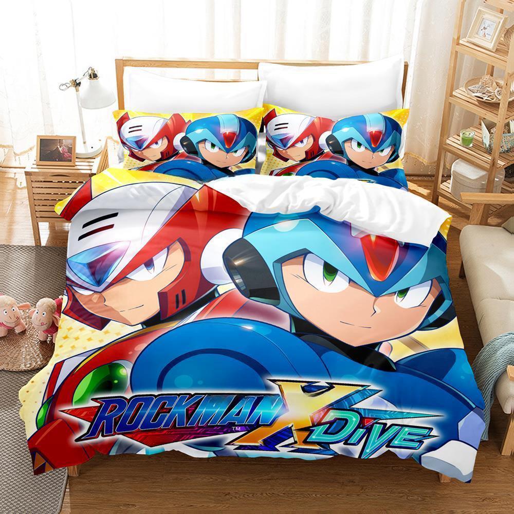 Mega Man X DiVE Bedding Set Single Twin Full Queen King Size Bed Set Adult Kid Bedroom Duvet Cover Sets 3D Anime Bed Sheet Set