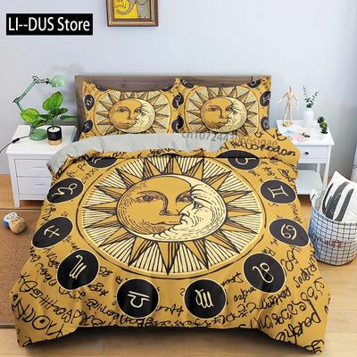 Divination Pattern Duvet Cover Set Single Queen King Size Quilt Cover Microfiber Sun And Moon Pattern Mandala Theme Bedding Set