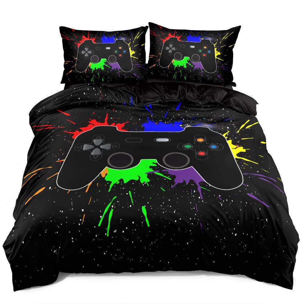 Black Game Handle Three-Piece Quilt Cover 3D Digital Printing Bedding Set Bed Cover