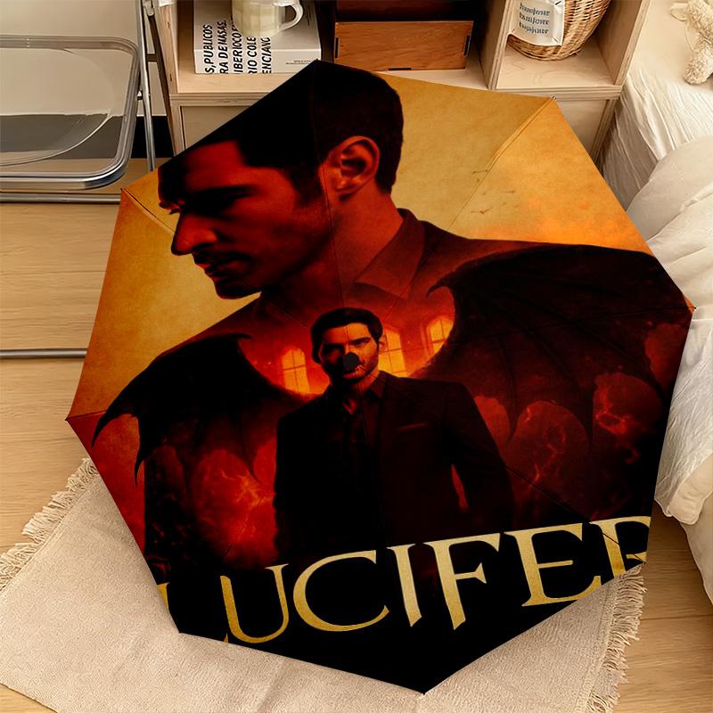 Lucifer Supernatural Drama Poster Automatic Umbrella Suitable Travel Portable Umbrella Outdoor Sun Shading Umbrella Gift Daily Essentials