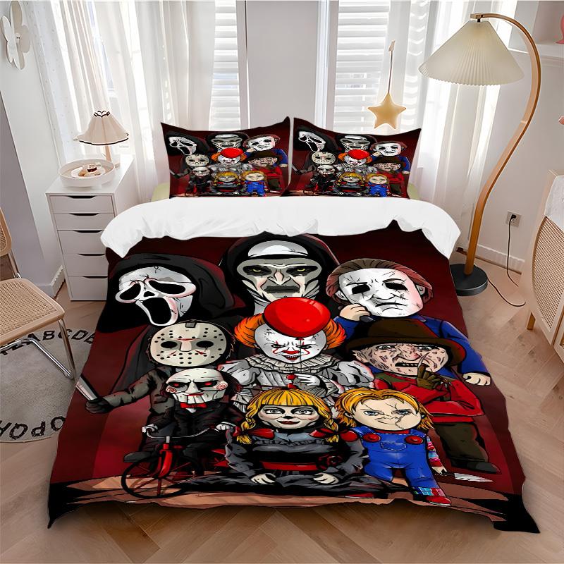 3pcs Horror Movie Characters Bedding Set. Soft and Comfortable with No Core Included (1x Duvet Cover + 2x Pillow Covers) yy251031091