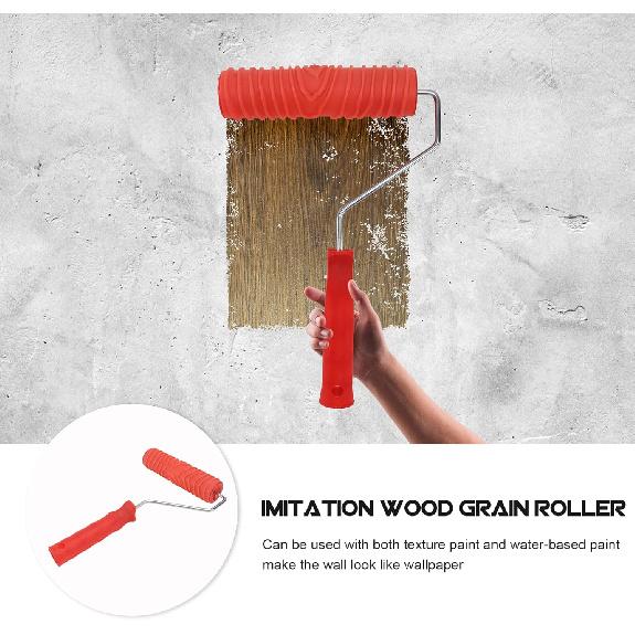 T Tool Tools 7-inch Textured Paint Roller Pattern Paint Roller for Walls DIY Wall Decor Empaistic Grain Painting Roller with Handle Rollers Painting