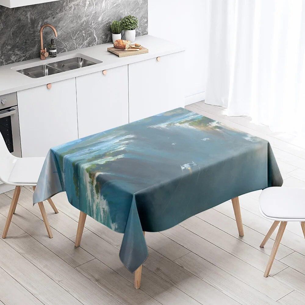 Sci-Fi Tablecloth Camping Party  Stain Resistant Waterproof Rectangular Kitchen Dining Table Home Decor