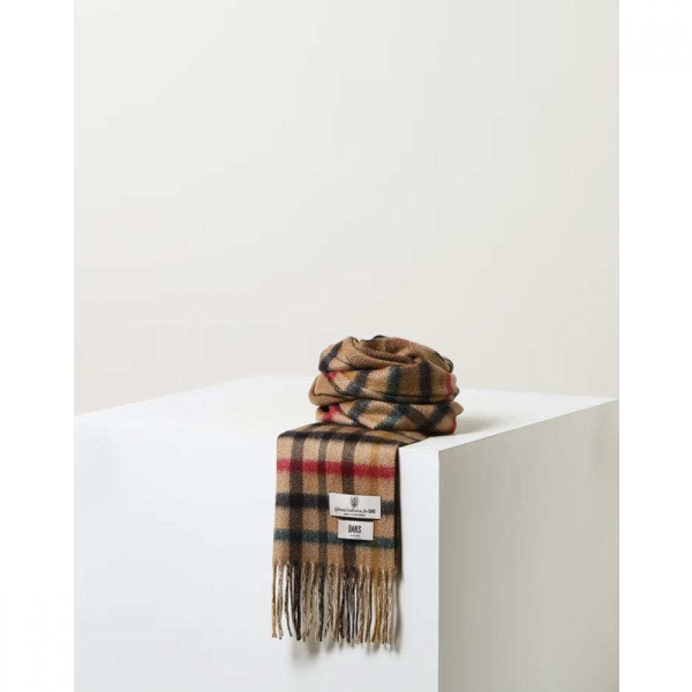 Daks Unisex Reversible Cashmere 100  Brown Check Muffler Dcmu6f860w2