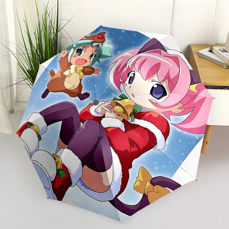 

1pc Megumin & Nekomura Christmas Edition Outdoor Umbrella - Automatic Opening/Closing, 3-Fold Design, 8-Bone Iron Frame, Festive Gift for Fans, Travel
