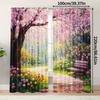 2Pcs Polyester Popular Spring Garden Printing Window Curtains Birthday Party Decoration Backdrop Drapes for Living Room