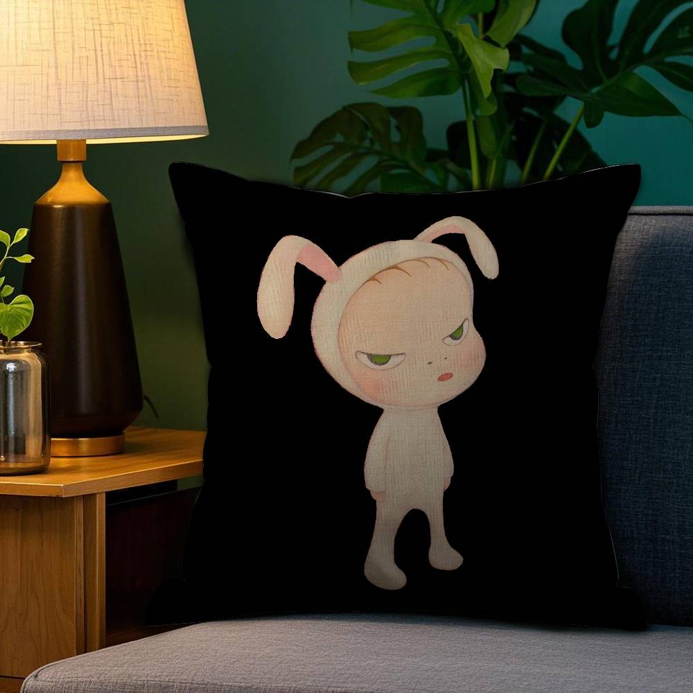

Anime Y-Yoshitomo N-Nara Pillow Case Anti-Dustmite Pillowcase Invisible Zipper Silky Sofa Cushion Cover double sided printing:30X30cm