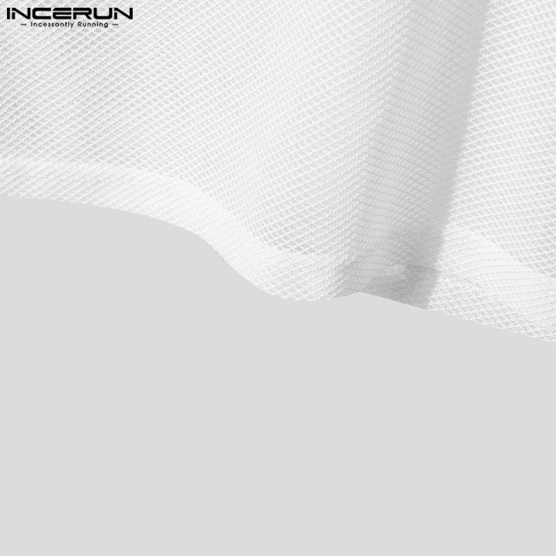 INCERUN Men Deep U Neck Sleeveless Mesh See Through Party Beach Tank Tops